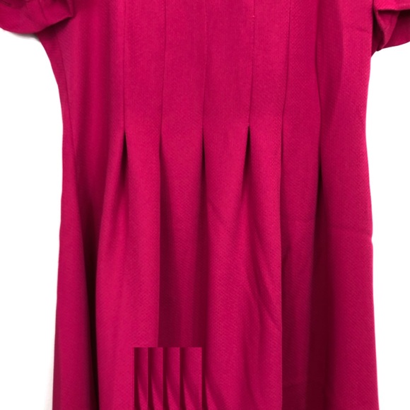 Vintage Hot Pink Pleated Dress Sz M - Picture 4 of 13